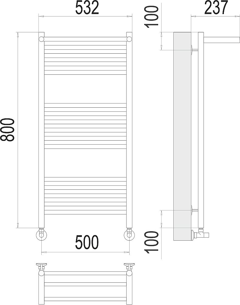 Полотенцесушитель водяной Terminus Аврора П16 500х800 с полкой купить в интернет-магазине сантехники Sanbest