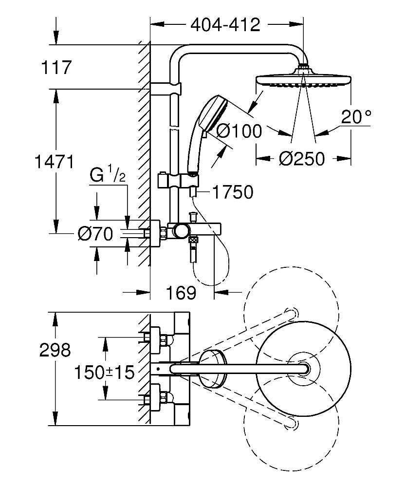 Душевая система Grohe Tempesta Cosmopolitan 26672000 хром купить в интернет-магазине сантехники Sanbest