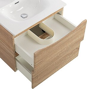 Тумба с раковиной BelBagno MARINO-CER-N-600-2C-SO-WO-P Rovere Bianco для ванной в интернет-магазине Sanbest
