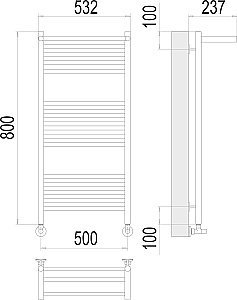 Полотенцесушитель водяной Terminus Аврора П16 500х800 с полкой купить в интернет-магазине сантехники Sanbest