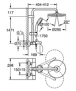 Душевая система Grohe Tempesta Cosmopolitan 26672000 хром купить в интернет-магазине сантехники Sanbest