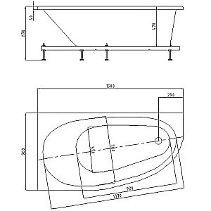 Ванна Aquatek Дива 150х90 белая купить в интернет-магазине Sanbest