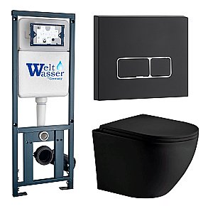 Унитаз с инсталляцией WeltWasser MARBERG 410 + MERZBACH 043 MT-BL + MAR 410 SE MT-BL купить в интернет-магазине Sanbest