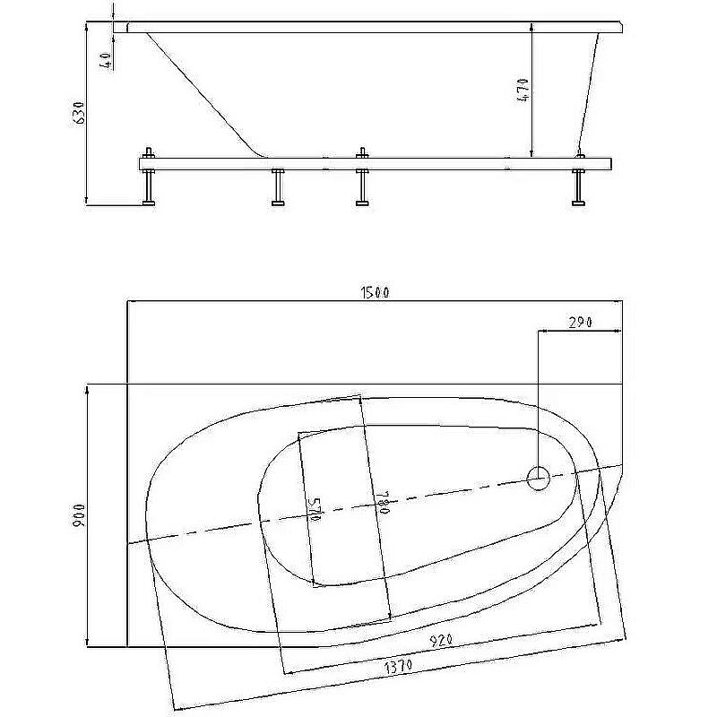 Ванна Aquatek Дива 150х90 белая купить в интернет-магазине Sanbest