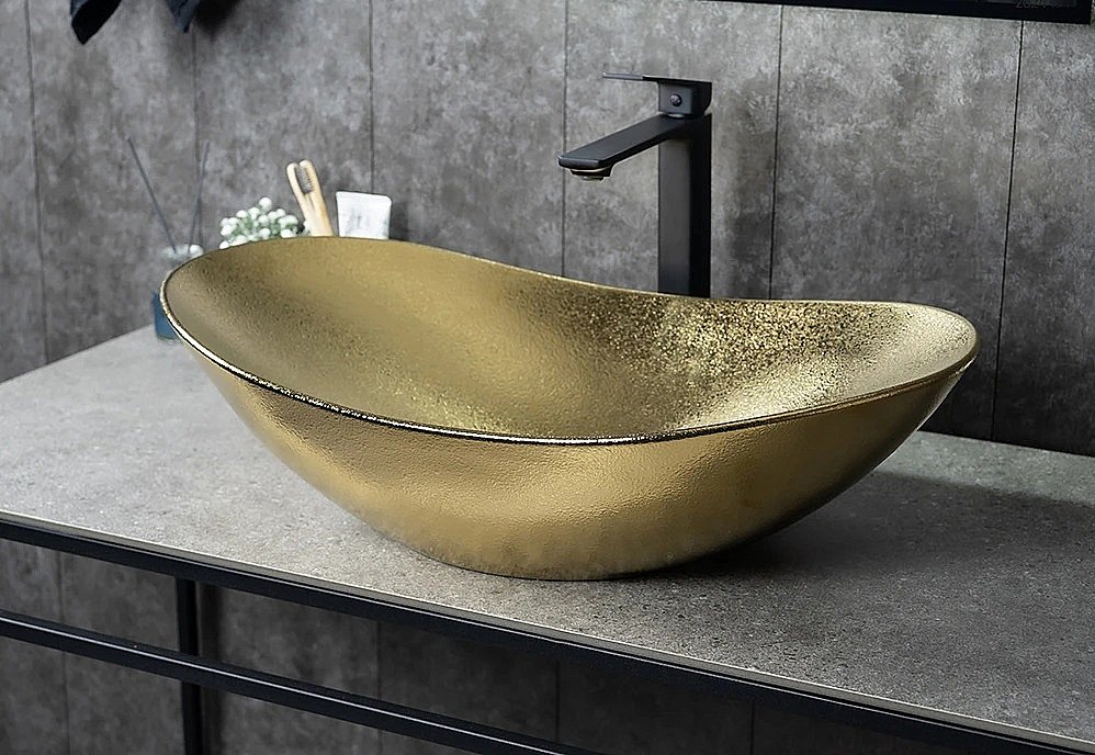 Раковина накладная Gid Lago 61 Gd9811 53340 золото купить в интернет-магазине Sanbest