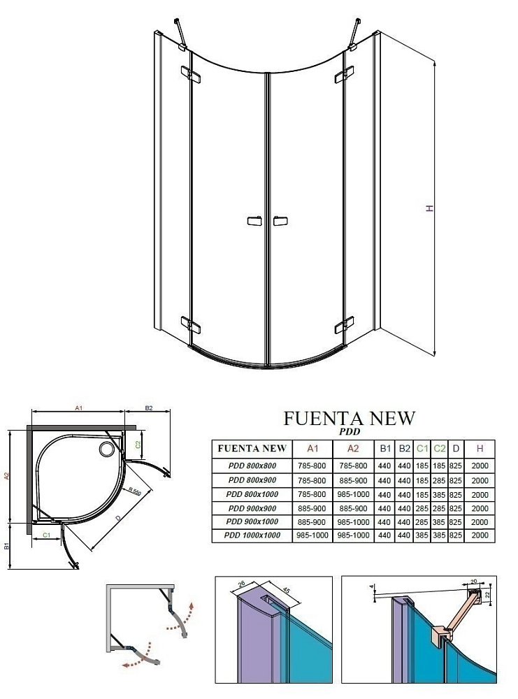 Душевой уголок Radaway Fuenta PDD 90x90 купить в интернет-магазине Sanbest