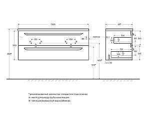 Тумба с раковиной Cezares ECO-CER-N 120 ECO-CER-N-1200-2C-SO-2-BL+CZR-8095-120-2 Bianco Lucido для ванной в интернет-магазине Sanbest