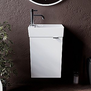 Тумба с раковиной Sancos Mini  MN35W белый глянец для ванной в интернет-магазине Sanbest