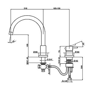 Смеситель для раковины Cisal LESS NEW LN00125040 черный купить в интернет-магазине сантехники Sanbest