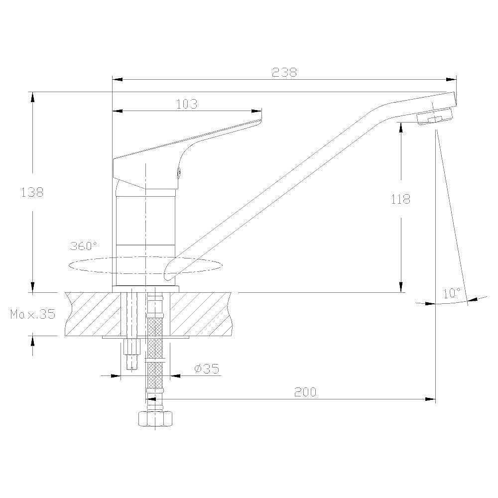Смеситель для кухни Rossinka RS29-21 купить в интернет-магазине сантехники Sanbest