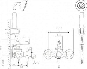 Смеситель для ванны BRAVAT Art F675109G-B купить в интернет-магазине сантехники Sanbest