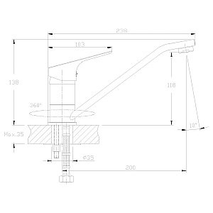 Смеситель для кухни Rossinka RS29-21 купить в интернет-магазине сантехники Sanbest