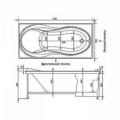 Акриловая ванна Aquanet Grenada 170x80 205398 с к/с5 купить в интернет-магазине Sanbest