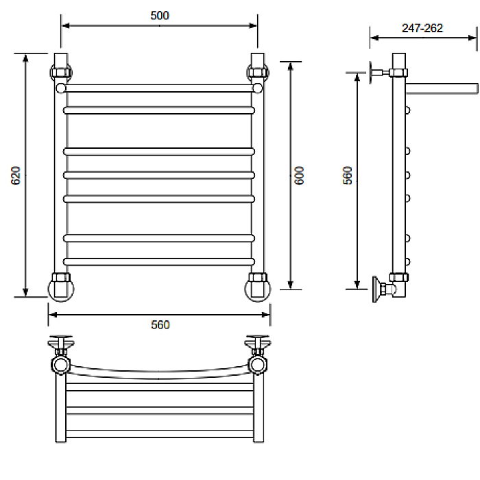 Полотенцесушитель водяной Veconi Nemi-B N6050GR-B графит купить в интернет-магазине сантехники Sanbest