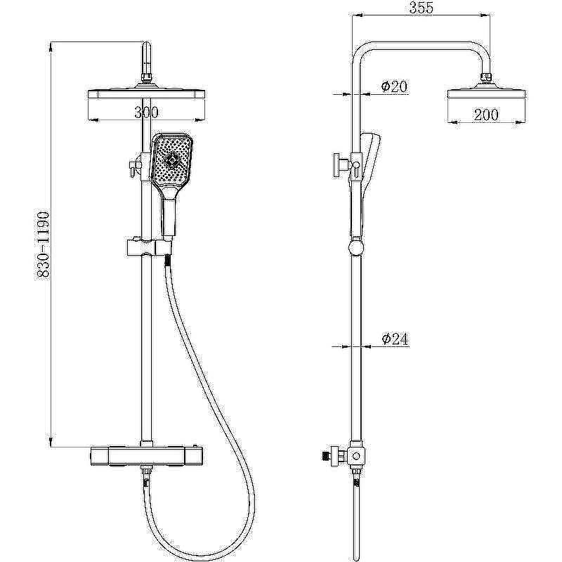 Душевая система beWash BV1TMSS6121 черная матовая купить в интернет-магазине сантехники Sanbest