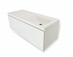 Тумба с раковиной Эстет Dallas Luxe 130 подвесная 1 длинный ящик, белая для ванной в интернет-магазине Sanbest