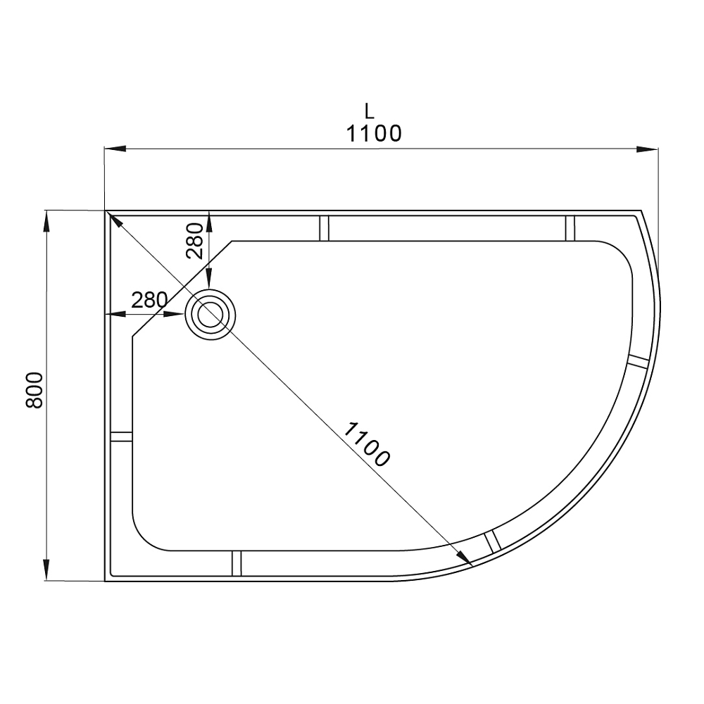 Душевая кабина Deto ЕМ1511 N LED 110х80 купить в интернет-магазине Sanbest