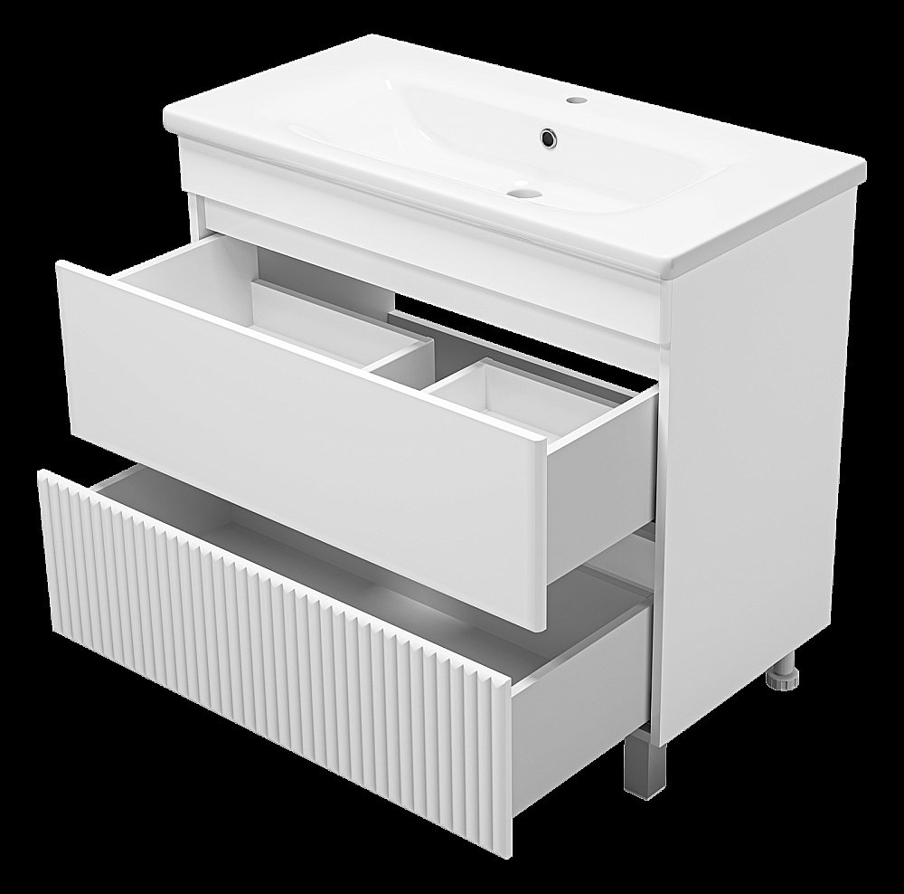 Тумба с раковиной Misty Мира - 90 П-Мир-01090-012Я белая для ванной в интернет-магазине Sanbest