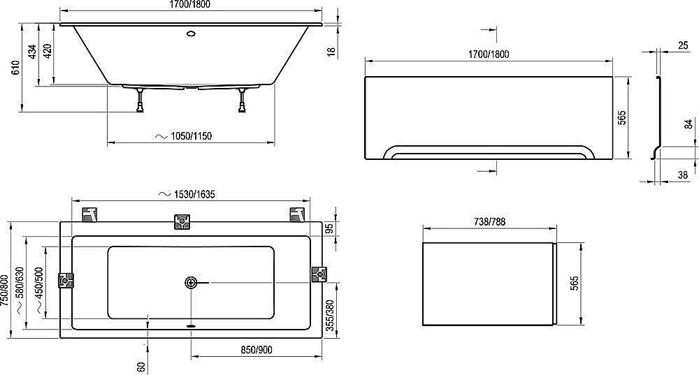 Ванна акриловая Ravak FORMY SLIM C881300000 180x80 купить в интернет-магазине Sanbest