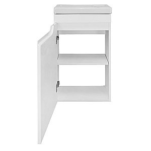 Тумба с раковиной подвесная Loranto KANTRI 45 раковина Фостер 45, белый глянец, левая для ванной в интернет-магазине Sanbest