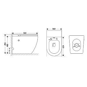 Унитаз напольный Abber Bequem AC1115PMB черный матовый, безободковый, с крышкой микролифт купить в интернет-магазине Sanbest