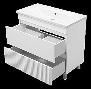 Тумба с раковиной Misty Мира - 90 П-Мир-01090-012Я белая для ванной в интернет-магазине Sanbest