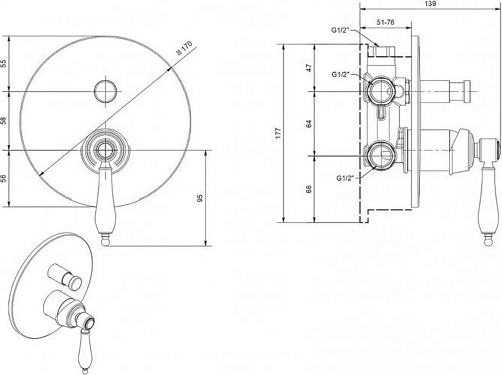 Смеситель для душа Cezares APHRODITE-VDIM2 хром купить в интернет-магазине сантехники Sanbest