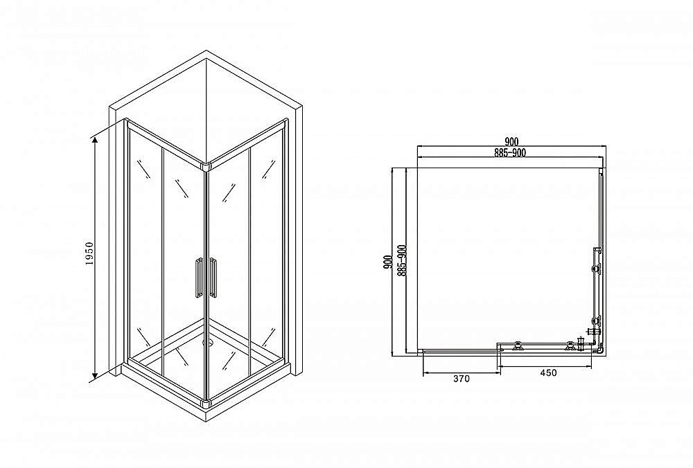 Душевой уголок ABBER Schwarzer Diamant AG02090BH купить в интернет-магазине Sanbest