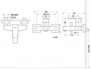 Смеситель для ванны Bravat RIFFLE F672106C-01 купить в интернет-магазине сантехники Sanbest