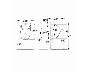 Писсуар Grohe Bau Ceramic 39438000 купить в интернет-магазине Sanbest