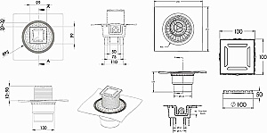 Душевой трап прямой Berges Zentrum Norma 10х10 091462 хром глянец купить в интернет-магазине Sanbest