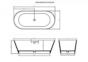 Ванна Cezares COMFORT 170x75 CZR-COMFORT-170-75-53-SSB белая матовая купить в интернет-магазине Sanbest