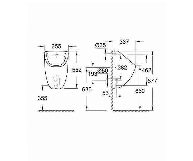 Писсуар Grohe Bau Ceramic 39438000 купить в интернет-магазине Sanbest