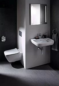 Унитаз подвесной Geberit Smyle Square 500.683.00.2 белый глянцевый, безободковый, с сиденьем микролифт купить в интернет-магазине Sanbest