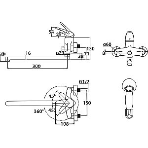 Смеситель для ванны Kaiser County 55255 купить в интернет-магазине сантехники Sanbest