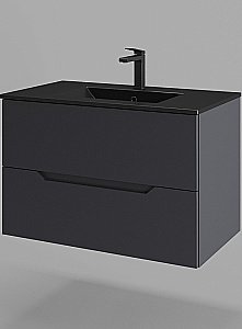 Тумба с раковиной Orange Line 80 Li-80Tug+BLRA графит для ванной в интернет-магазине Sanbest