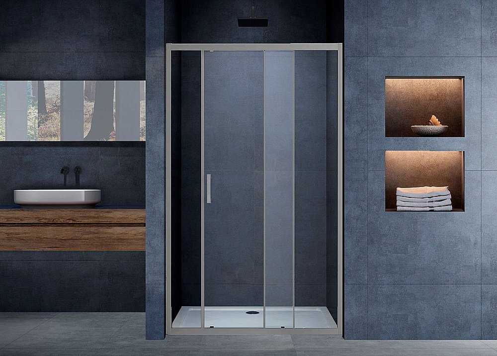 Душевая дверь Vincea Alpha VDS-3AL110CLGM 110 стекло прозрачное/профиль вороненая сталь купить в интернет-магазине Sanbest