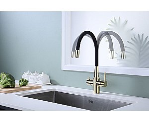 Смеситель для кухни Paulmark Salix Sa213419-G золото/черный купить в интернет-магазине сантехники Sanbest