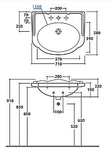 Раковина на пьедестале Globo Paestum 71 3 отверстия, белая купить в интернет-магазине Sanbest