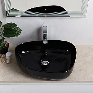 Раковина накладная BelBagno 55 BB1435-NERO черная купить в интернет-магазине Sanbest