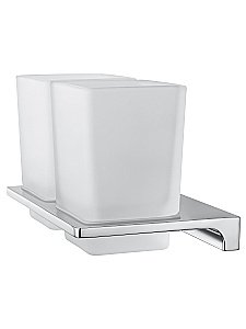 Два стакана для зубных щеток с держателем WONZON & WOGHAND ECLIPSE, Хром (WW-9128) купить в интернет-магазине сантехники Sanbest