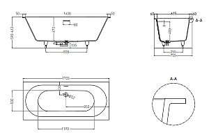 Ванна Salini Ornella Axis Kit S-Sense 170х75 103513M белая матовая купить в интернет-магазине Sanbest