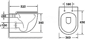 Унитаз с инсталляцией OWL 1975 Wave Cirkel-H OWLINSTNI.OWLT190801 безободковый, с крышкой микролифт, с кнопкой Nikel хром купить в интернет-магазине Sanbest
