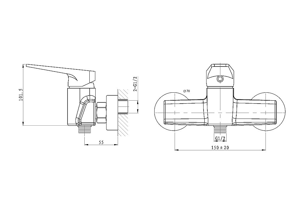 Смеситель для душа WONZON & WOGHAND ATHENS, Хром (WW-084101-CR) купить в интернет-магазине сантехники Sanbest