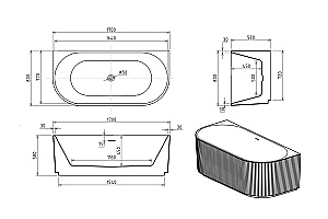 Акриловая ванна Royal Bath NERO RB611903BL-CH 170х80 белый/черный купить в интернет-магазине Sanbest