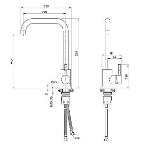 Смеситель для кухни Olive's BALEAR 13435-2BLB черный купить в интернет-магазине сантехники Sanbest
