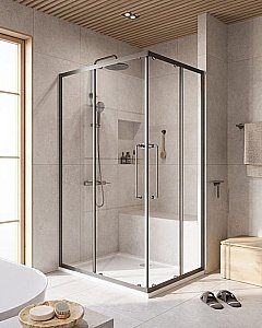 Душевой уголок Cezares Relax 120x90 RELAX-304-AH-2-120/90-C-GM стекло прозрачное/профиль матовая оружейная сталь купить в интернет-магазине Sanbest