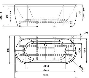 Ванна акриловая Радомир Вальс Макси 180х80 съемная фр. панель, комплект хром/слив-перелив Вальс купить в интернет-магазине Sanbest