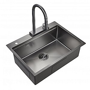 Мойка кухонная Milacio Denia 68 Steel MC.77419 вороненая сталь купить в интернет-магазине сантехники Sanbest