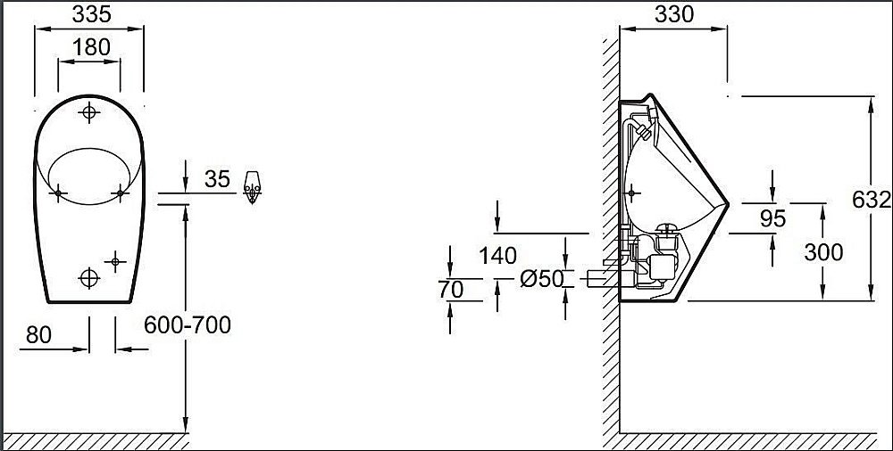 Писсуар Jacob Delafon PATIO E1547-00 купить в интернет-магазине Sanbest